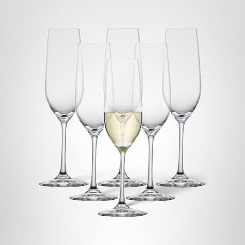 SCHOTT ZWIESEL Forté Champagne Flute (Set of 6), Champagne Glasses with Effervescence Point, Dishwasher-Safe Machine-Made Tritan Crystal Glasses, Made in Germany (8 Ounce) - My Kitchen Products