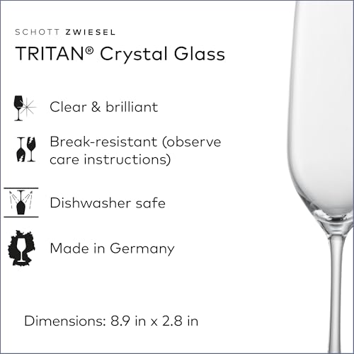 SCHOTT ZWIESEL Forté Champagne Flute (Set of 6), Champagne Glasses with Effervescence Point, Dishwasher-Safe Machine-Made Tritan Crystal Glasses, Made in Germany (8 Ounce) - My Kitchen Products