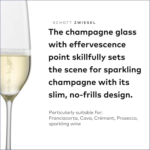 SCHOTT ZWIESEL Forté Champagne Flute (Set of 6), Champagne Glasses with Effervescence Point, Dishwasher-Safe Machine-Made Tritan Crystal Glasses, Made in Germany (8 Ounce) - My Kitchen Products