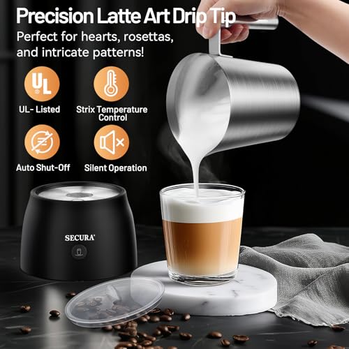 Secura 17oz Electric Milk Frother and Steamer, Stainless Steel Detachable Milk Jug, 4-in-1 Hot & Cold Foam Maker for Latte, Cappuccino & Hot Chocolate, BPA & Teflon-Free, Dishwasher Safe - My Kitchen Products