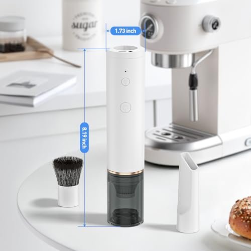 Secura Brands Coffee Grinder Vacuum Cleaner, 3000Pa 2-in-1 Rechargeable Handheld Burr&Casing Cleaner with Soft Brush & Crevice for Burr Coffee Grinders, Manual Mills (White) - My Kitchen Products
