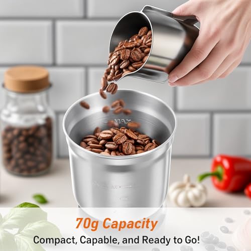 Secura Electric Coffee Grinder and Spice Grinder with Stainless Steel Blades, 1 Removable Bowl, Stainless - My Kitchen Products