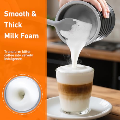 Secura Electric Milk Frother, Automatic Milk Steamer, 4-IN-1 Hot & Cold Foam Maker-8.4oz/240ml Milk Warmer for Latte, Cappuccinos, Macchiato with Silicone Spatula, Quiet Operation & Shut-off (Black) - My Kitchen Products