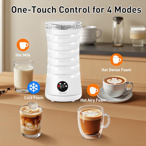 Secura Electric Milk Frother, Automatic Milk Steamer, 4-IN-1 Hot & Cold Foam Maker-8.4oz/240ml Milk Warmer for Latte, Cappuccinos, Macchiato with Silicone Spatula, Silent Operation & Shut-off - My Kitchen Products