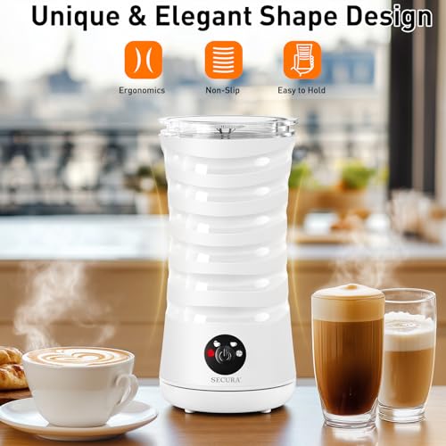 Secura Electric Milk Frother, Automatic Milk Steamer, 4-IN-1 Hot & Cold Foam Maker-8.4oz/240ml Milk Warmer for Latte, Cappuccinos, Macchiato with Silicone Spatula, Silent Operation & Shut-off - My Kitchen Products