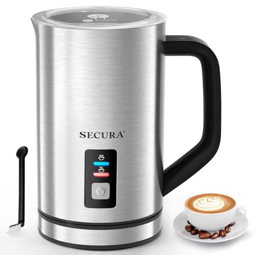 Secura Milk Frother, Electric Milk Steamer Stainless Steel, 8.4oz/250ml Automatic Hot and Cold Foam Maker and Milk Warmer for Latte, Cappuccinos, Macchiato, 120V - My Kitchen Products