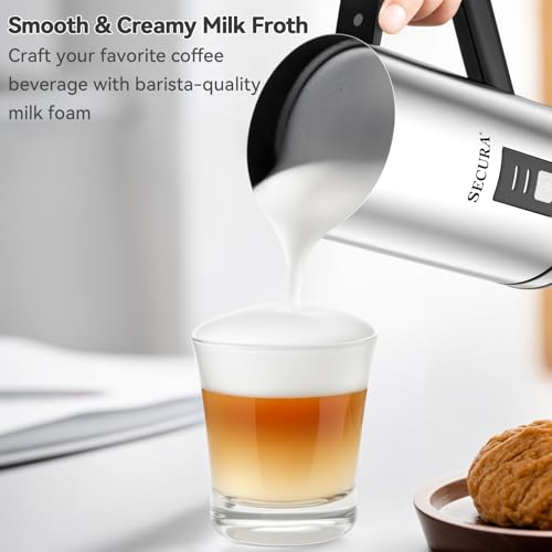 Secura Milk Frother, Electric Milk Steamer Stainless Steel, 8.4oz/250ml Automatic Hot and Cold Foam Maker and Milk Warmer for Latte, Cappuccinos, Macchiato, 120V - My Kitchen Products