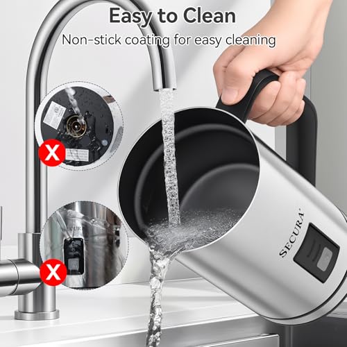 Secura Milk Frother, Electric Milk Steamer Stainless Steel, 8.4oz/250ml Automatic Hot and Cold Foam Maker and Milk Warmer for Latte, Cappuccinos, Macchiato, 120V - My Kitchen Products