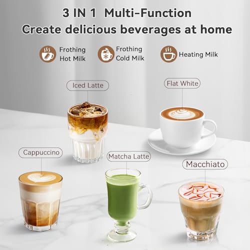 Secura Milk Frother, Electric Milk Steamer Stainless Steel, 8.4oz/250ml Automatic Hot and Cold Foam Maker and Milk Warmer for Latte, Cappuccinos, Macchiato, 120V - My Kitchen Products