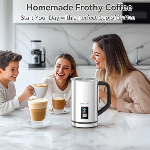 Secura Milk Frother, Electric Milk Steamer Stainless Steel, 8.4oz/250ml Automatic Hot and Cold Foam Maker and Milk Warmer for Latte, Cappuccinos, Macchiato, 120V - My Kitchen Products