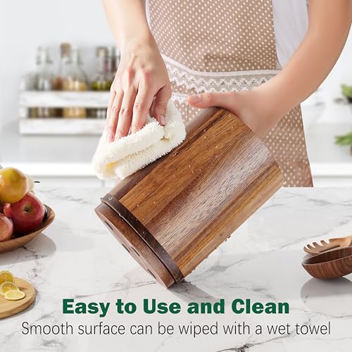 Segtenant Utensil Holder, Acacia Wood Kitchen Utensil Holder for Countertop, 360°Rotating Cooking Utensil Crock for Kitchen Counter, 7.2" Large Utensil Organizer for Spatula - My Kitchen Products