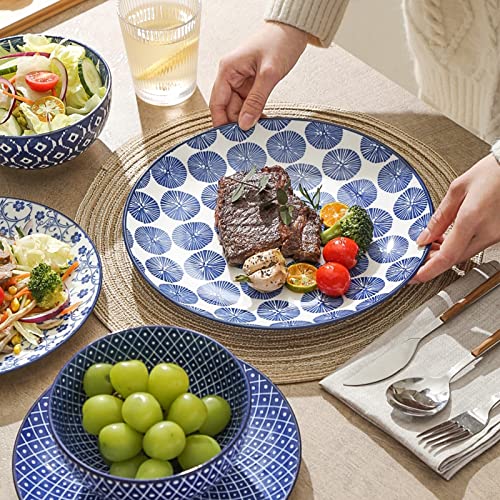 Selamica Ceramic Dinnerware Sets, 12-Pieces Plates and Bowls Sets, Scratch Resistant Dishes set for 4, Dishwasher & Microwave Safe,Vintage Blue - My Kitchen Products