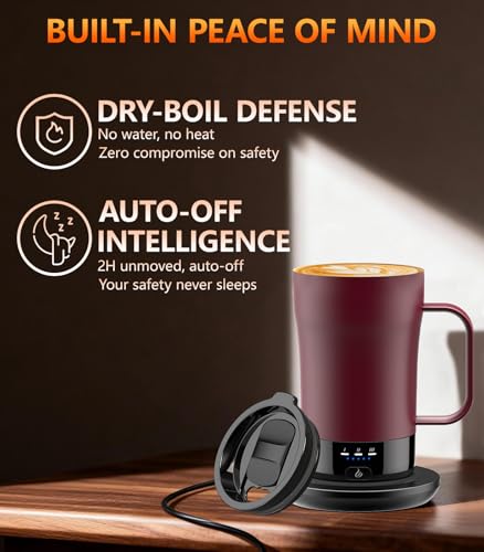 Self-Heating Coffee Mug, 14oz Heated Coffee Mug - Rechargeable Temperature Control Coffee Mug Keep Coffee Hot, Smart Mug Great Gift for Coffee Lovers & Slow Sippers - My Kitchen Products