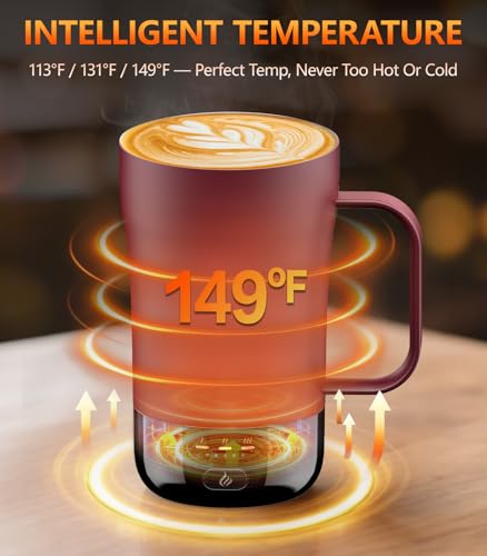 Self-Heating Coffee Mug, 14oz Heated Coffee Mug - Rechargeable Temperature Control Coffee Mug Keep Coffee Hot, Smart Mug Great Gift for Coffee Lovers & Slow Sippers - My Kitchen Products
