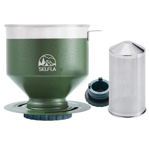 SELFLA Stainless Steel Pour Over Coffee Filter, Reusable Dripper for Insulated Mugs, Paperless Coffee Maker for Hiking, Camping & Outdoor Adventures, Rinse-clean & Portable - Green - My Kitchen Products
