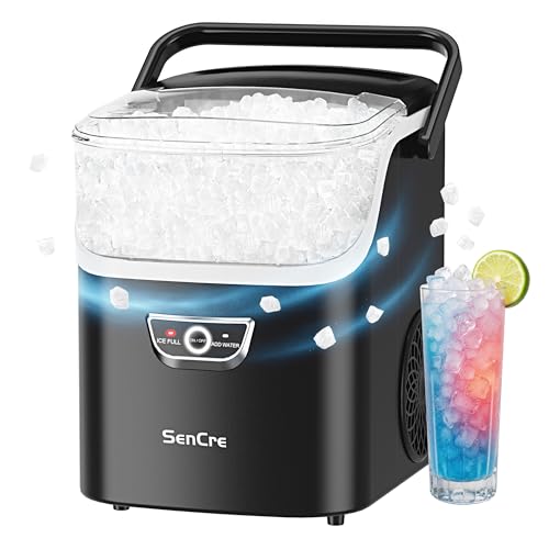 SenCre Nugget Ice Maker with Handle, 40lbs/Day Countertop Ice Maker Ready in 5 Mins, Soft Sonic Ice, Auto-Cleaning Ice Makers Portable Ice Machine for Home Kitchen Office Party & Large Families - My Kitchen Products
