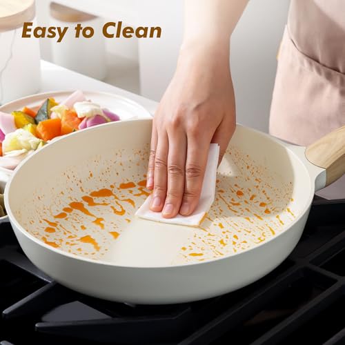 SENSARTE Ceramic Nonstick Frying Pan Small Skillet 8/9.5/11/12.5Inch Non Stick Omelet Pan, Non-toxic Kitchen Cooking Chef's Pan, Free of Intentionally Added PFOA/PFAS/PTFE, Induction Compatible, White - My Kitchen Products