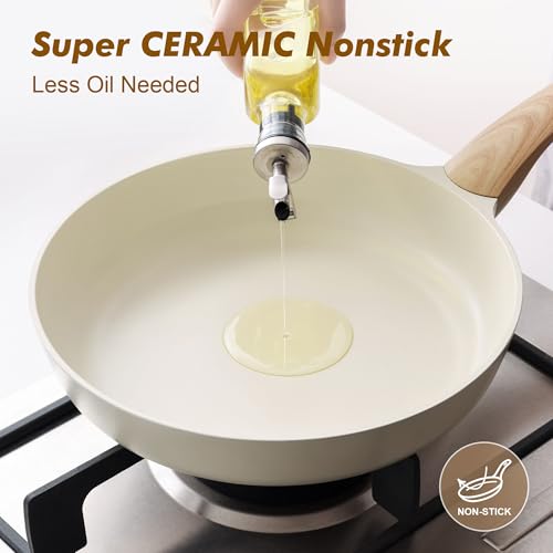SENSARTE Ceramic Nonstick Frying Pan Small Skillet 8/9.5/11/12.5Inch Non Stick Omelet Pan, Non-toxic Kitchen Cooking Chef's Pan, Free of Intentionally Added PFOA/PFAS/PTFE, Induction Compatible, White - My Kitchen Products