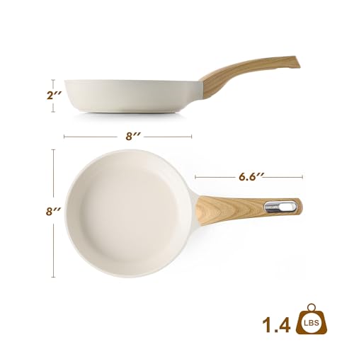 SENSARTE Ceramic Nonstick Frying Pan Small Skillet 8/9.5/11/12.5Inch Non Stick Omelet Pan, Non-toxic Kitchen Cooking Chef's Pan, Free of Intentionally Added PFOA/PFAS/PTFE, Induction Compatible, White - My Kitchen Products