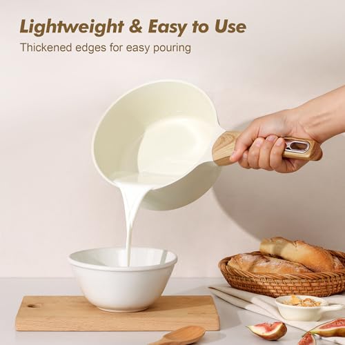 SENSARTE Ceramic Nonstick Sauce Pan with Lid, 1.5 Quart Small Saucepan, White Cooking Pot with Stay Cool Handle, Non toxic Kitchen Sauce Pot, Non stick Saucier Pan, Induction Pot, PFOA PTFE PFAS Free - My Kitchen Products