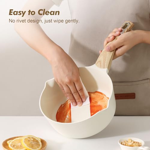 SENSARTE Ceramic Nonstick Sauce Pan with Lid, 1.5 Quart Small Saucepan, White Cooking Pot with Stay Cool Handle, Non toxic Kitchen Sauce Pot, Non stick Saucier Pan, Induction Pot, PFOA PTFE PFAS Free - My Kitchen Products