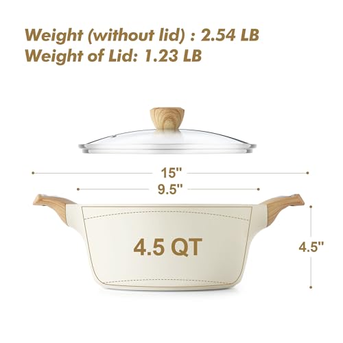 SENSARTE Ceramic Nonstick Stock Pot with Lid, 2.6/4.5/6.6/8.5/11 QT Soup Pot Casserole Pot, Non-toxic Healthy Pasta Pot, Large Cooking Pot Stew Pot, Induction Compatible, PFOA PFAS PTFE Free, White - My Kitchen Products