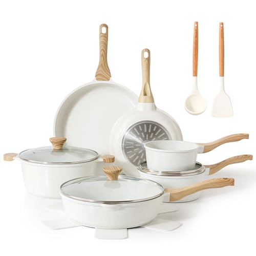 SENSARTE Nonstick Ceramic Cookware Set 16-Piece, Healthy Pots and Pans Set, Non-toxic Kitchen Cooking Set with Stay-Cool Handles, Silicone Utensils and Pot Protectors, PFAS/PTFE/PFOA Free - My Kitchen Products