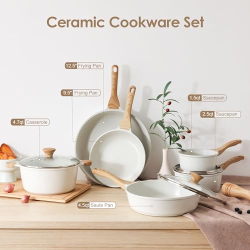 SENSARTE Nonstick Ceramic Cookware Set 16-Piece, Healthy Pots and Pans Set, Non-toxic Kitchen Cooking Set with Stay-Cool Handles, Silicone Utensils and Pot Protectors, PFAS/PTFE/PFOA Free - My Kitchen Products