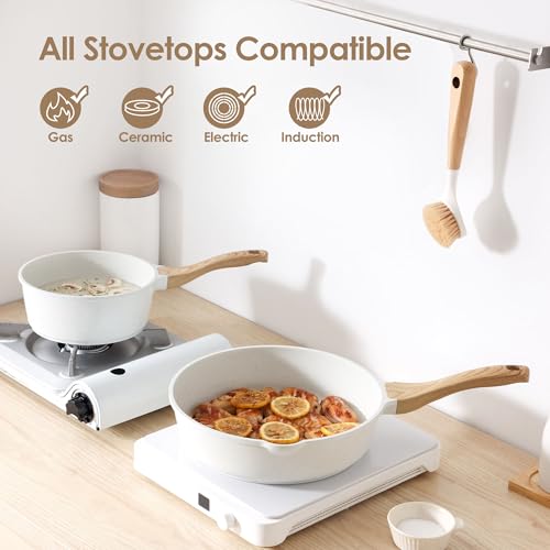 SENSARTE Nonstick Ceramic Cookware Set 16-Piece, Healthy Pots and Pans Set, Non-toxic Kitchen Cooking Set with Stay-Cool Handles, Silicone Utensils and Pot Protectors, PFAS/PTFE/PFOA Free - My Kitchen Products