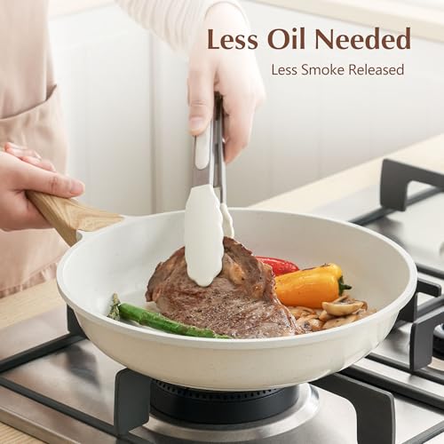 SENSARTE Nonstick Ceramic Frying Pan with Lid 8/9.5/10/11/12.5 Inch Omelet Pan Skillet, Free of Intentionally Added PFAS/PTFE Non-toxic Chef's Pan Induction Compatible Pan, Heat Resistant Handle - My Kitchen Products