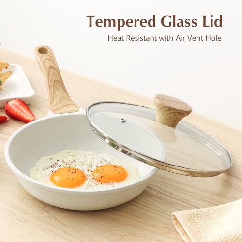 SENSARTE Nonstick Ceramic Frying Pan with Lid 8/9.5/10/11/12.5 Inch Omelet Pan Skillet, Free of Intentionally Added PFAS/PTFE Non-toxic Chef's Pan Induction Compatible Pan, Heat Resistant Handle - My Kitchen Products