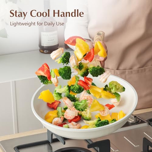 SENSARTE Nonstick Ceramic Frying Pan with Lid 8/9.5/10/11/12.5 Inch Omelet Pan Skillet, Free of Intentionally Added PFAS/PTFE Non-toxic Chef's Pan Induction Compatible Pan, Heat Resistant Handle - My Kitchen Products