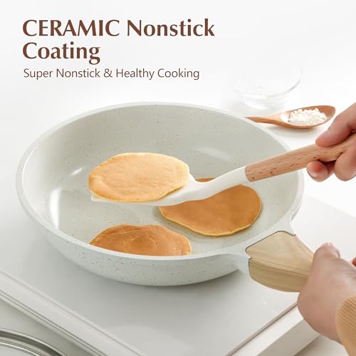 SENSARTE Nonstick Ceramic Frying Pan with Lid 8/9.5/10/11/12.5 Inch Omelet Pan Skillet, Free of Intentionally Added PFAS/PTFE Non-toxic Chef's Pan Induction Compatible Pan, Heat Resistant Handle - My Kitchen Products