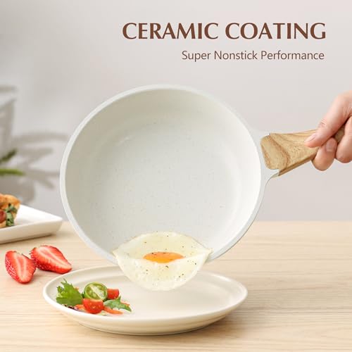 SENSARTE Nonstick Ceramic Frying Pan with Lid 8/9.5/10/11/12.5 Inch Omelet Pan Skillet, Free of Intentionally Added PFAS/PTFE Non-toxic Chef's Pan Induction Compatible Pan, Heat Resistant Handle - My Kitchen Products