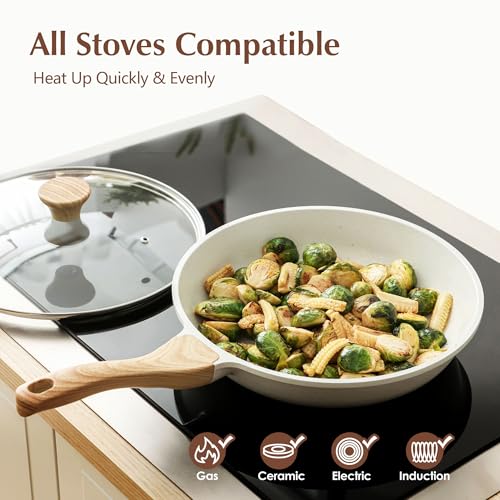 SENSARTE Nonstick Ceramic Frying Pan with Lid 8/9.5/10/11/12.5 Inch Omelet Pan Skillet, Free of Intentionally Added PFAS/PTFE Non-toxic Chef's Pan Induction Compatible Pan, Heat Resistant Handle - My Kitchen Products