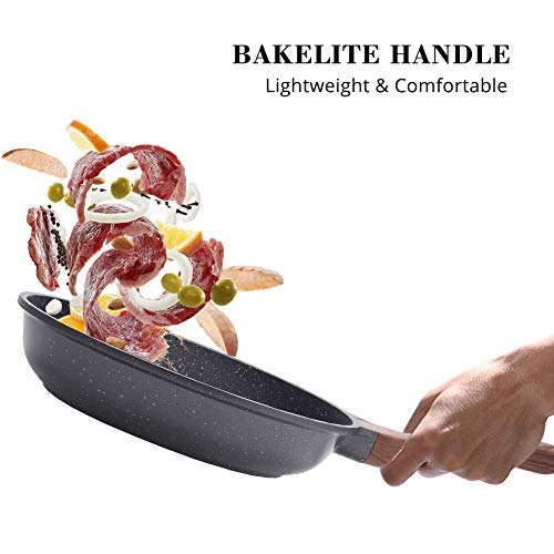 SENSARTE Nonstick Frying Pan Skillet, Swiss Granite Coating Omelette Pan, Healthy Stone Cookware Chef's Pan, PFOA Free (8/9.5/10/11/12.5 Inch) (8 Inch) - My Kitchen Products
