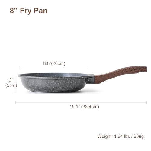 SENSARTE Nonstick Frying Pan Skillet, Swiss Granite Coating Omelette Pan, Healthy Stone Cookware Chef's Pan, PFOA Free (8/9.5/10/11/12.5 Inch) (8 Inch) - My Kitchen Products