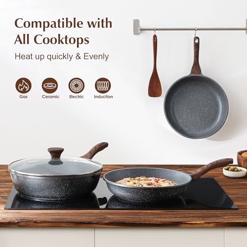 SENSARTE Nonstick Frying Pan Skillet, Swiss Granite Coating Omelette Pan, Healthy Stone Cookware Chef's Pan, PFOA Free (9.5 Inch) - My Kitchen Products