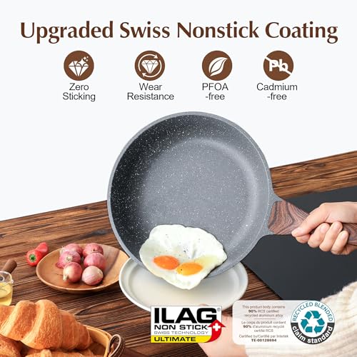SENSARTE Nonstick Frying Pan Skillet, Swiss Granite Coating Omelette Pan, Healthy Stone Cookware Chef's Pan, PFOA Free (9.5 Inch) - My Kitchen Products