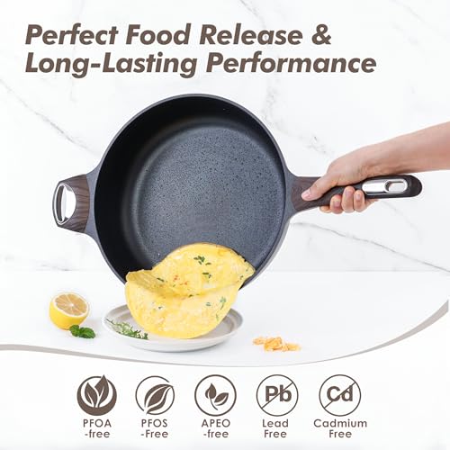 SENSARTE Nonstick Frying Pan Skillet with Lid, 12 Inch Large Deep Frying Pan, 5 Qt Non Stick Saute Pan with Cover, Induction Pan, Healthy Non Toxic Cooking Pan with Helper Handle, PFOA PFOS Free - My Kitchen Products
