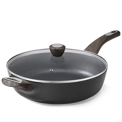 SENSARTE Nonstick Frying Pan Skillet with Lid, 12 Inch Large Deep Frying Pan, 5 Qt Non Stick Saute Pan with Cover, Induction Pan, Healthy Non Toxic Cooking Pan with Helper Handle, PFOA PFOS Free - My Kitchen Products