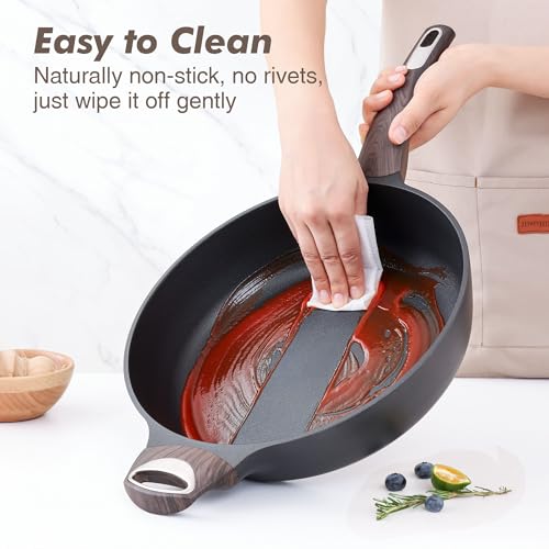 SENSARTE Nonstick Frying Pan Skillet with Lid, 12 Inch Large Deep Frying Pan, 5 Qt Non Stick Saute Pan with Cover, Induction Pan, Healthy Non Toxic Cooking Pan with Helper Handle, PFOA PFOS Free - My Kitchen Products