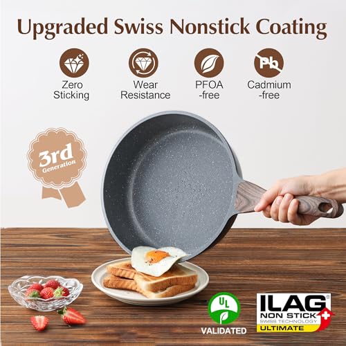 SENSARTE Nonstick Skillet, Deep Frying Pan 10/11/12-inch, Saute Pan with Lid, Stay-cool Handle, Healthy Stone Cookware Cooking Pan, Induction Compatible (10-Inch/3.5QT) - My Kitchen Products