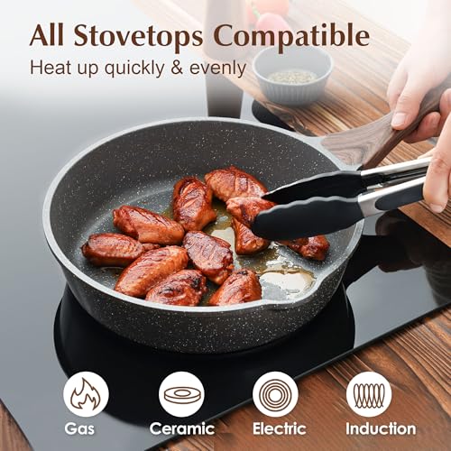 SENSARTE Nonstick Skillet, Deep Frying Pan 10/11/12-inch, Saute Pan with Lid, Stay-cool Handle, Healthy Stone Cookware Cooking Pan, Induction Compatible (10-Inch/3.5QT) - My Kitchen Products