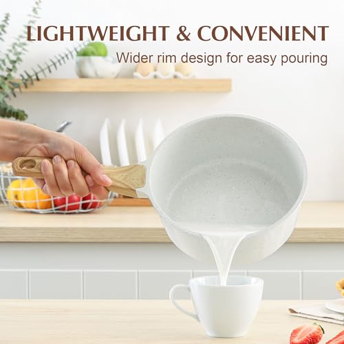 SENSARTE White Ceramic Nonstick Saucepan with Lid Set, Small Cooking Pot with Stay Cool Handle, Induction Compatible Saucepot, White Granite Coating, PFOA/PFAS Free, 1.5 + 2.5QT - My Kitchen Products