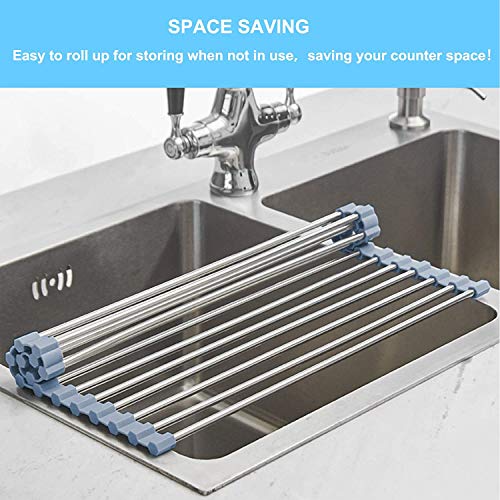 Seropy Roll Up Dish Drying Rack, Over the Sink Dish Drying Rack Kitchen Rolling Dish Drainer, Foldable Sink Rack Mat Stainless Steel Wire Dish Drying Rack for Kitchen Sink Counter Storage 17.5x11.8 - My Kitchen Products