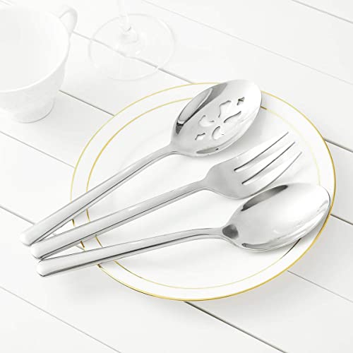 Serving Spoon x 2,Slotted Serving Spoon x 2,Serving Forks x 2,RTT 9 Inch Stainless Steel Catering Serving Utensils for Party Buffet Dinner Banquet Kitchen Basics (Silver Mirror Finish) - My Kitchen Products