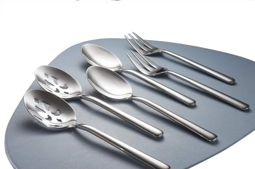 Serving Spoon x 2,Slotted Serving Spoon x 2,Serving Forks x 2,RTT 9 Inch Stainless Steel Catering Serving Utensils for Party Buffet Dinner Banquet Kitchen Basics (Silver Mirror Finish) - My Kitchen Products