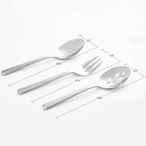 Serving Spoon x 2,Slotted Serving Spoon x 2,Serving Forks x 2,RTT 9 Inch Stainless Steel Catering Serving Utensils for Party Buffet Dinner Banquet Kitchen Basics (Silver Mirror Finish) - My Kitchen Products