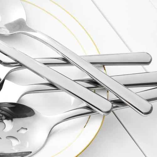 Serving Spoon x 2,Slotted Serving Spoon x 2,Serving Forks x 2,RTT 9 Inch Stainless Steel Catering Serving Utensils for Party Buffet Dinner Banquet Kitchen Basics (Silver Mirror Finish) - My Kitchen Products